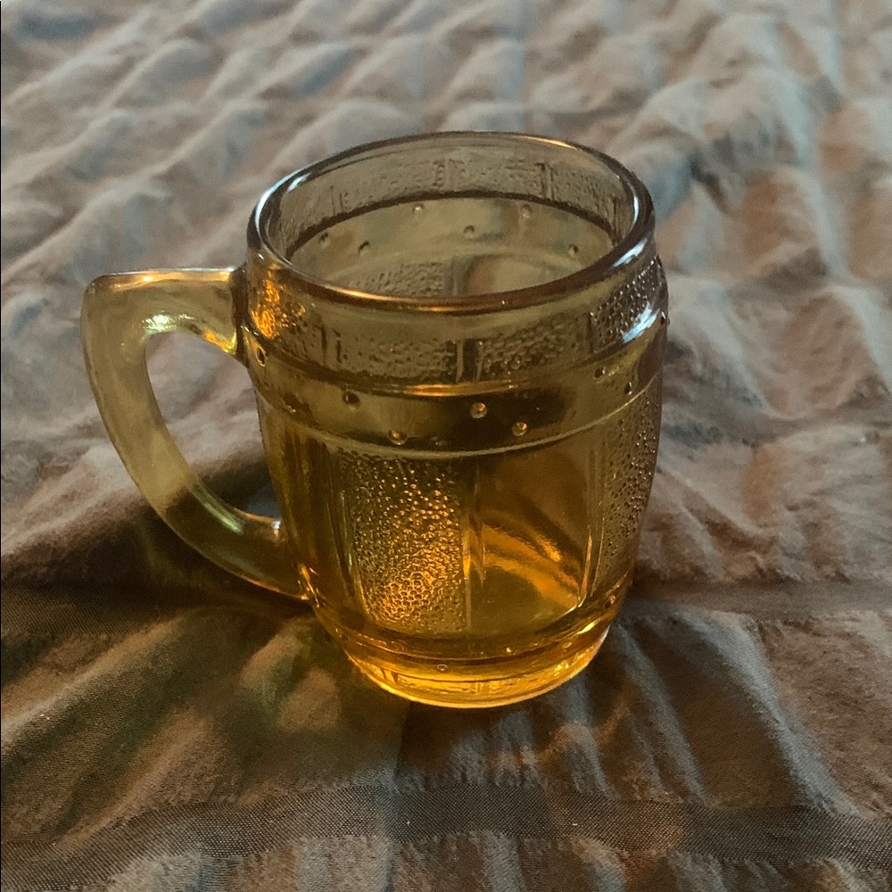 Vintage, Amber Glass Root Barrel Whiskey Shot Glass